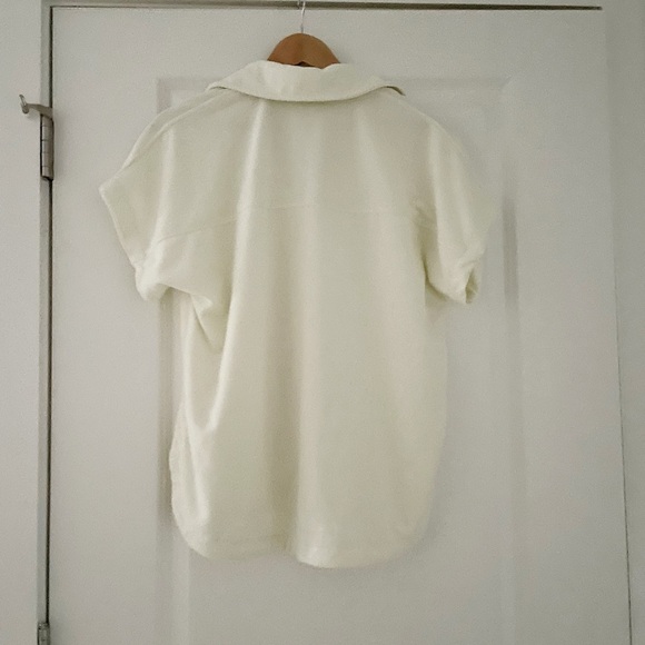 Summersalt The Towel Terrycloth Button Down Shirt White Sand - Picture 5 of 7
